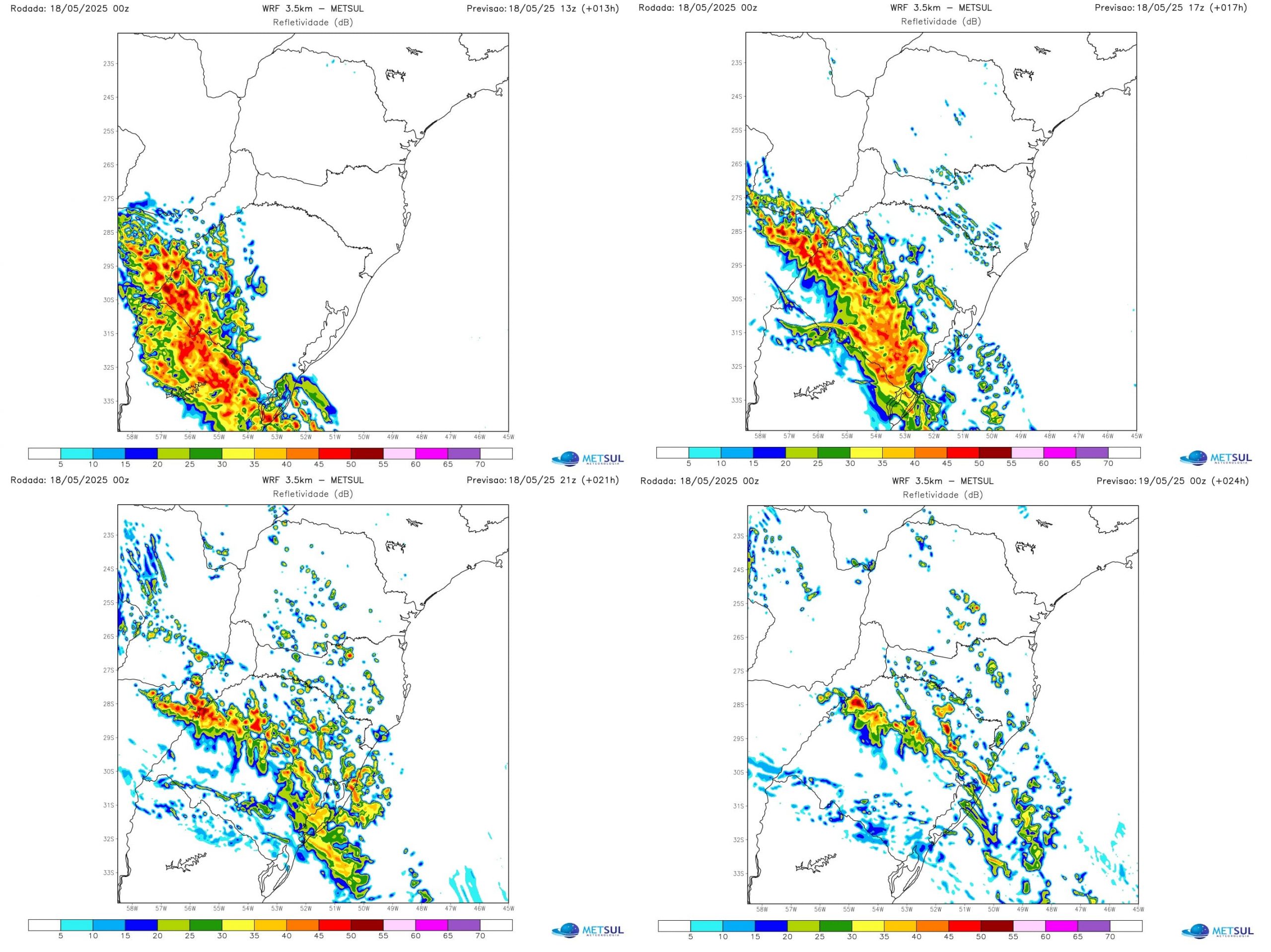 Mapas do modelo WRF do avanço da frente fria Mapas do modelo WRF do avanço da frente fria