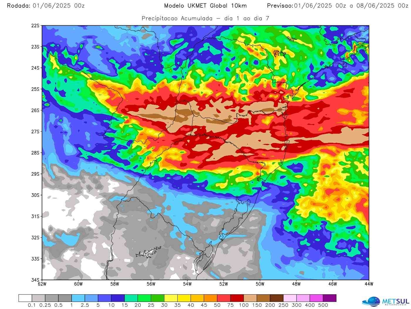 Mapa de chuva do modelo britânico 