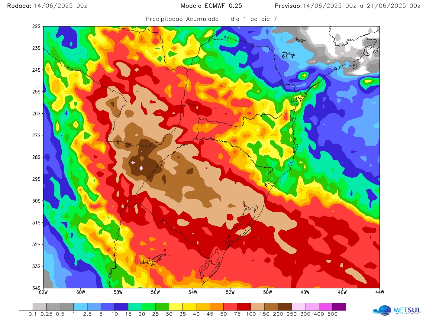 Mapa de chuva Mapa de chuva do modelo ECMWF