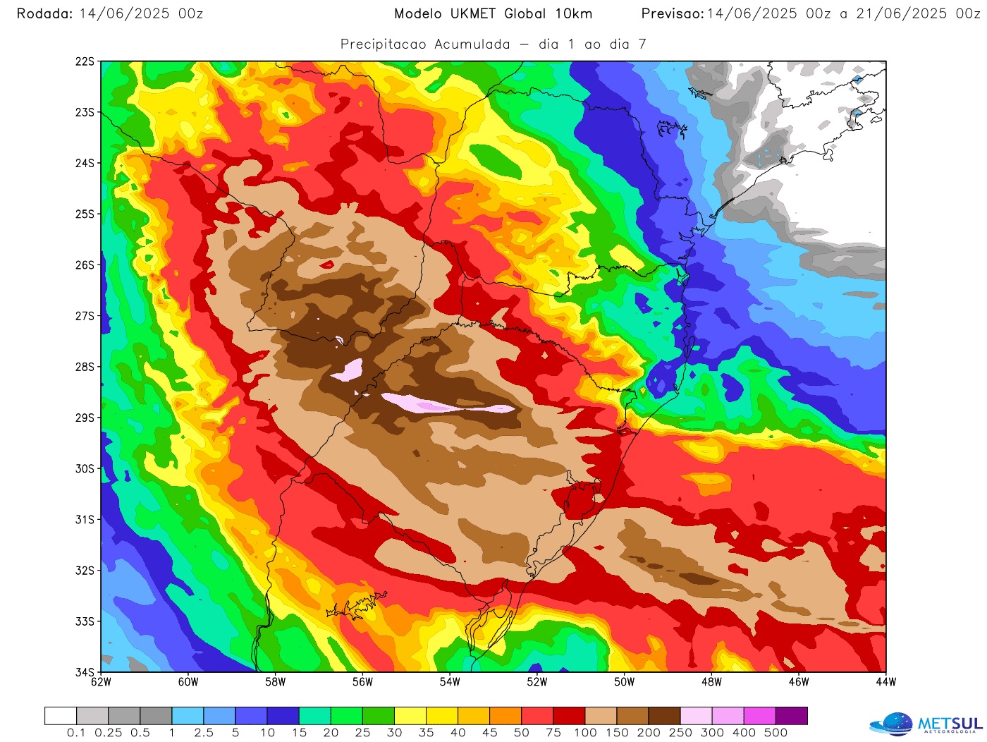 Mapa de chuva Mapa de chuva do modelo UKMET