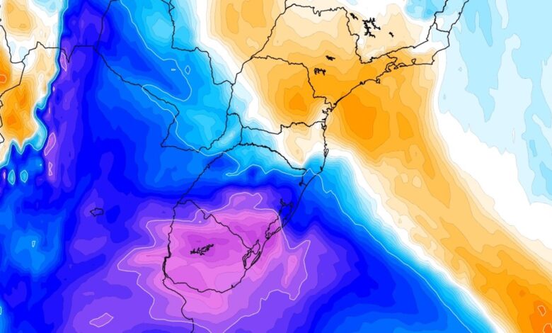 Mapa de anomalia de temperatura no nível de 850 hPa na manhã desta sexta-feira pelo modelo europeu